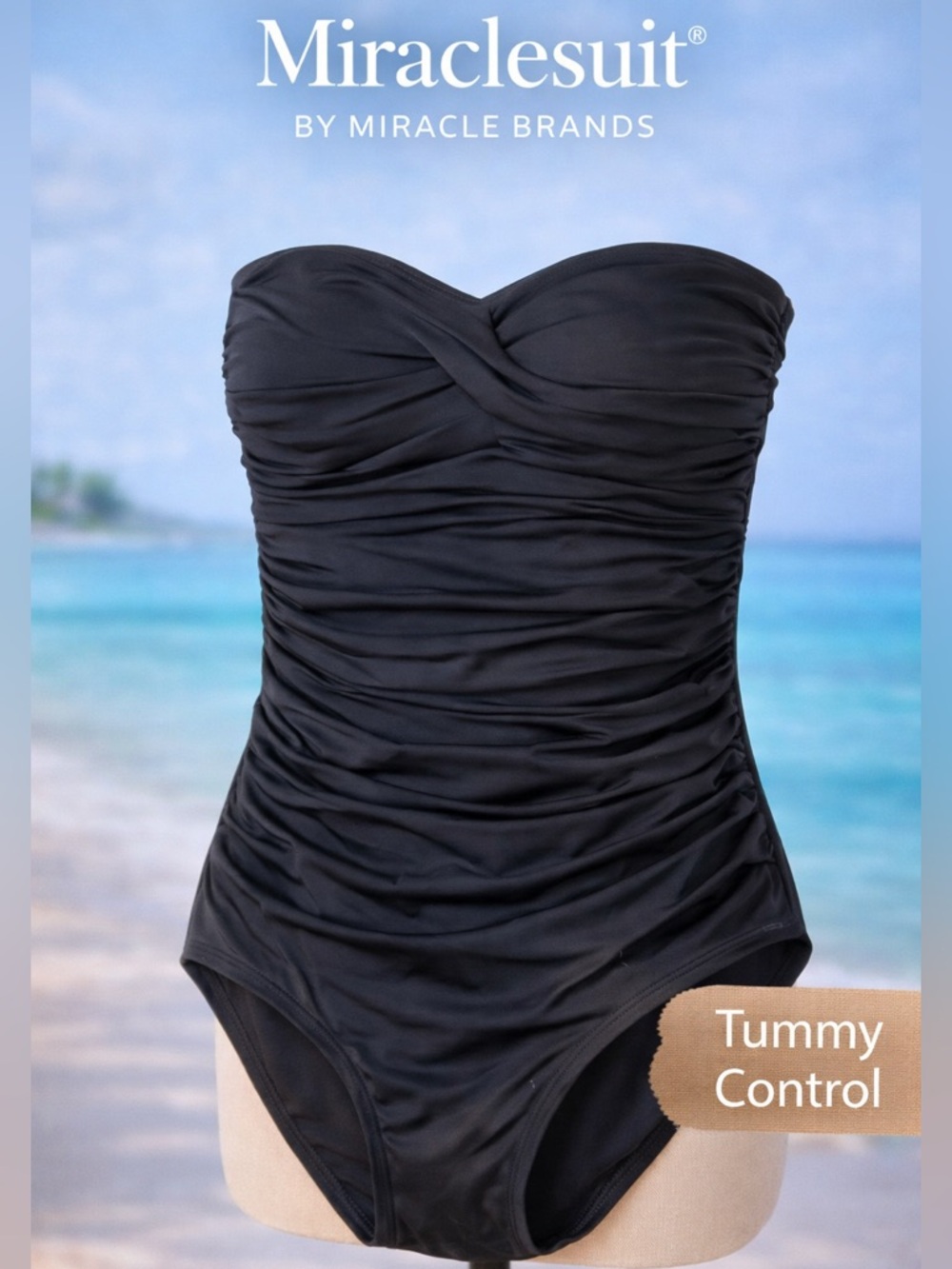 Miraclesuit Black Twist-Front One-Piece Swimsuit